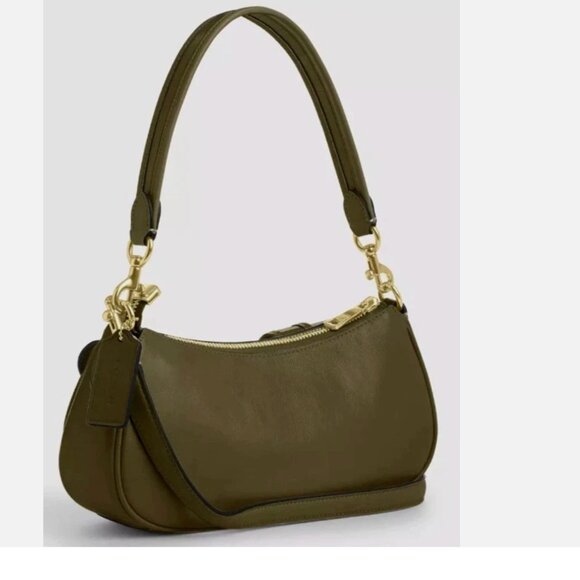 New Coach CBJ01 Ashton Bag Glazed Shiny Crinkle Leather Olive - Picture 5 of 5